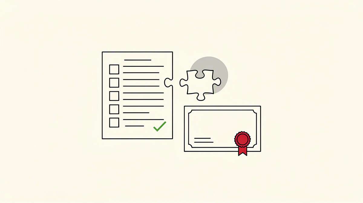 Empty checklist beside a puzzle piece and a concealed gap as a symbol of the limits of issue trackers.